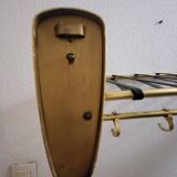 Coat rack, vintage 1950s-60s golden aluminium hats.