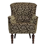 1950s, Danish armchair, green furniture velour, ash wood legs.