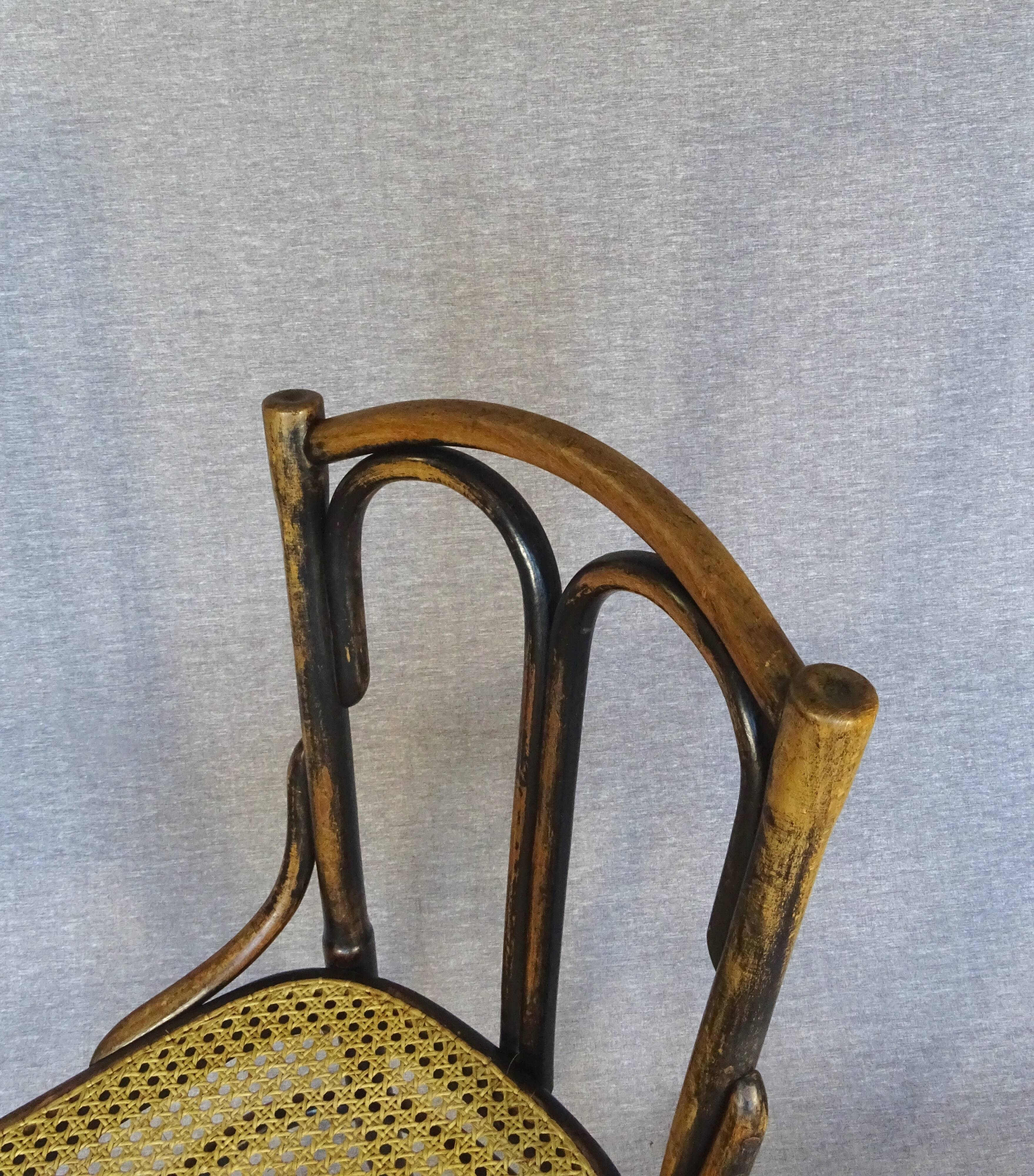 Bistrot chair, by CAMBIER-Belgium- caned, beautiful original patina-1920_