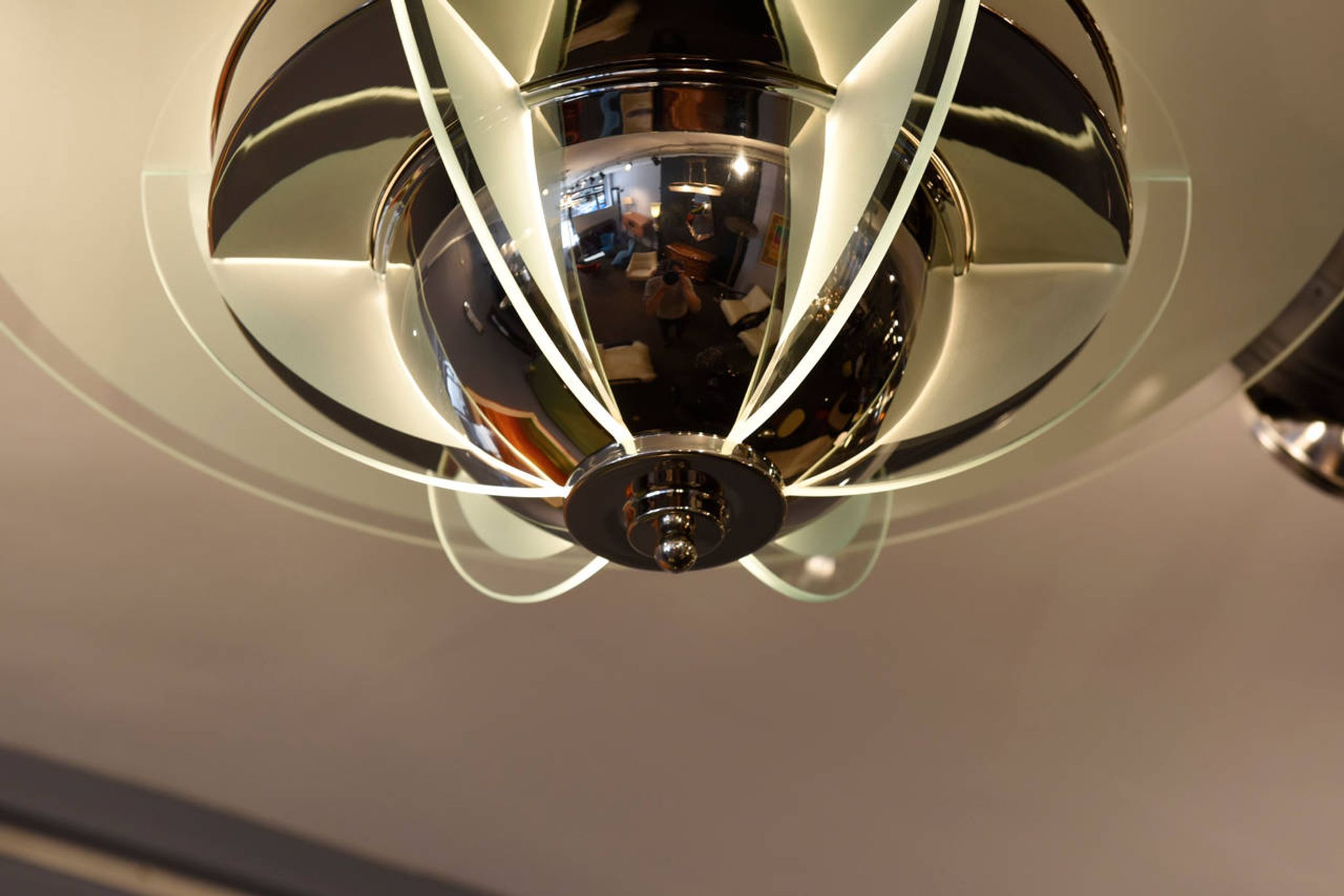 Deco France 1930 s plated nickel chandelier