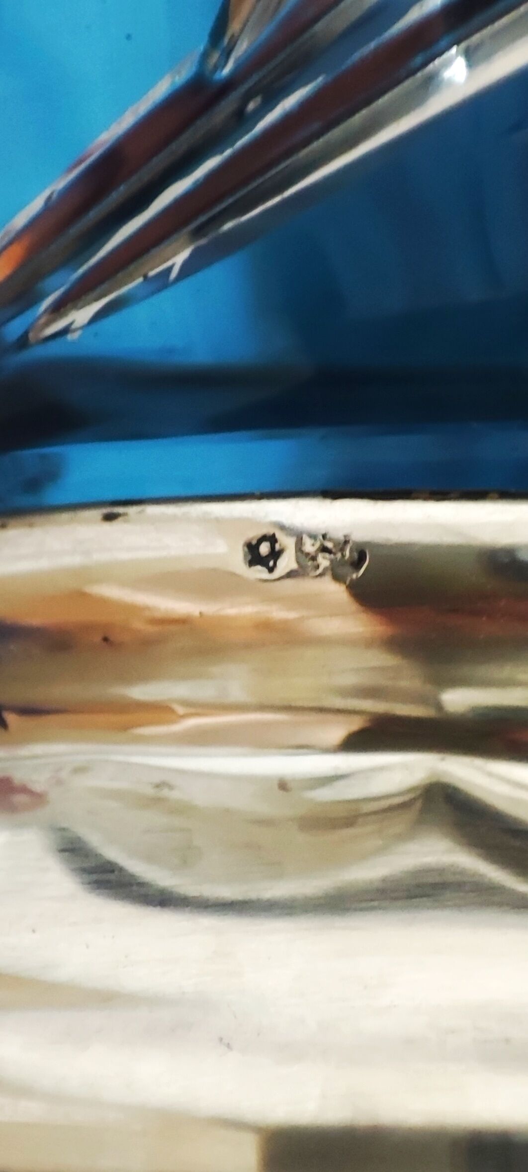 Blue and silver crystal vase. France 1950s.