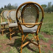 Set of 6 chairs bistro terrace "Parisian" rattan and brown braiding