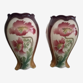 2 barbotines vases Art Nouveau