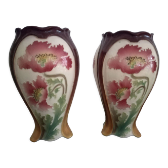 2 barbotines vases Art Nouveau