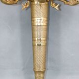 Large pair of Napoleonic gilt bronze empire style wall lights with three candles