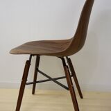 Set of 4 chairs in ABS, wood and metal