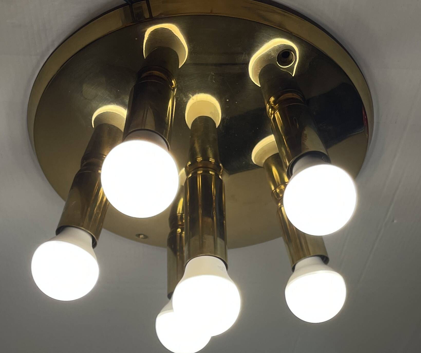 Mid-Century brass ceiling light - 6 lights - TZ Leuchten, Germany, 1980