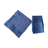 7 Antique navy blue embroidered napkins