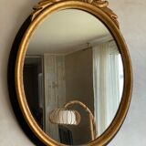 Oval mirror black and gold wood 65x50cm