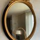 Oval mirror black and gold wood 65x50cm
