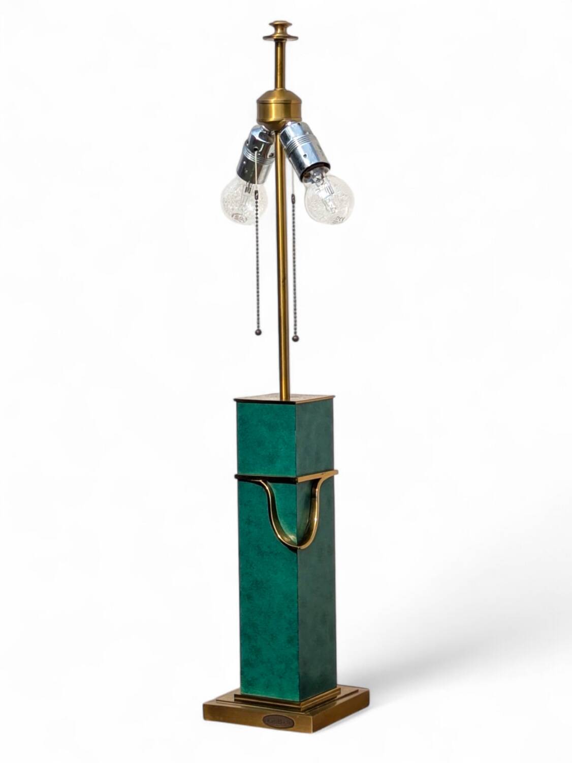 Vintage Jean Roche lamp base, 1980, brass & green