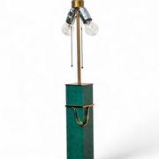 Pied de lampe vintage Jean Roche, 1980, laiton & vert