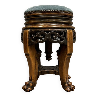 Asia 19th century: adjustable piano stool with screws in solid mahogany circa 1850