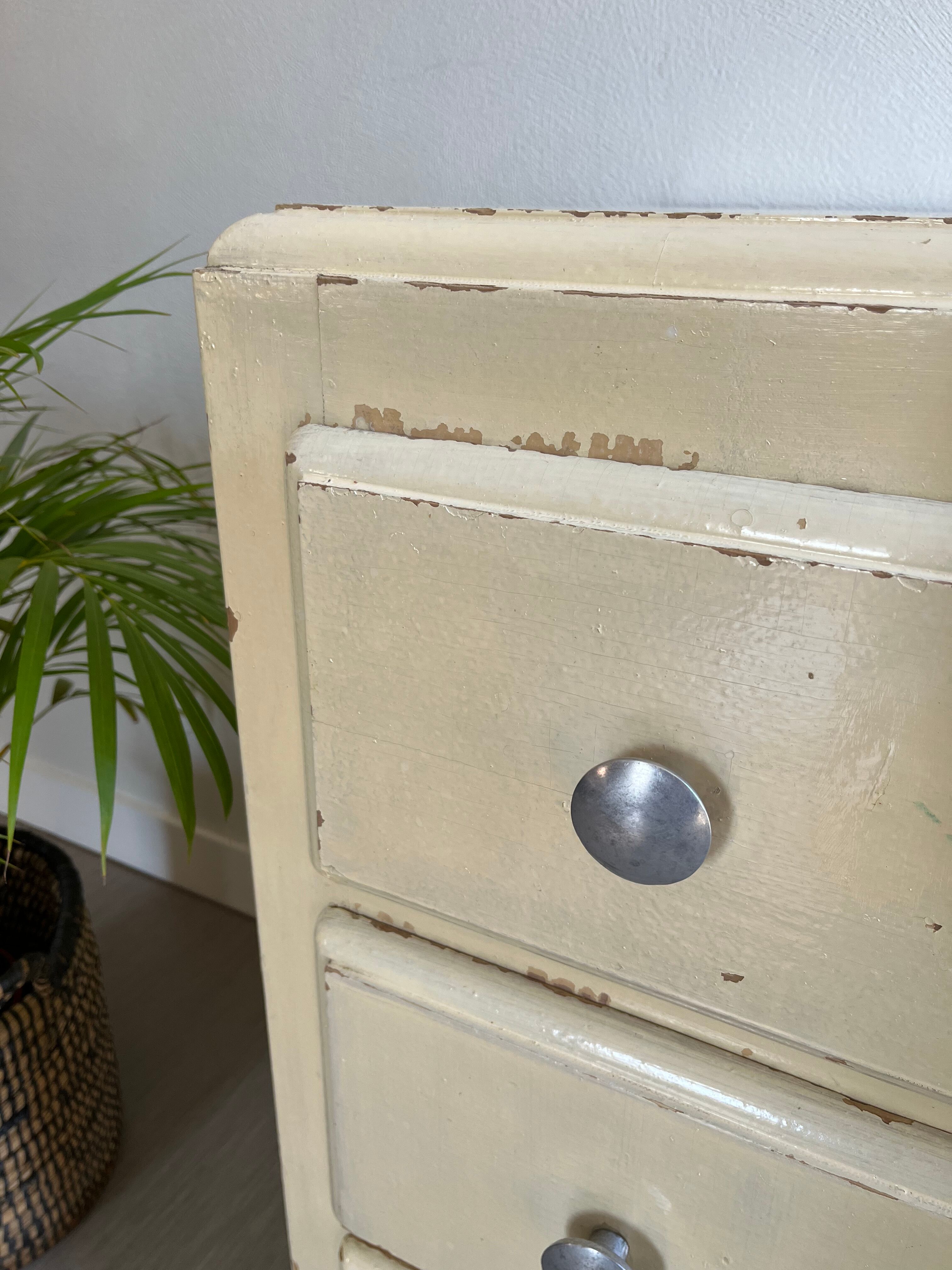 Vintage patinated wood chest of drawers