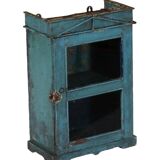 Old blue showcase old teak wood piece and patina of origin india