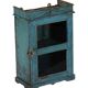 Vitrine bleu ancienne bois vieux teck piece et patine d'origine inde
