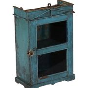 Old blue showcase old teak wood piece and patina of origin india