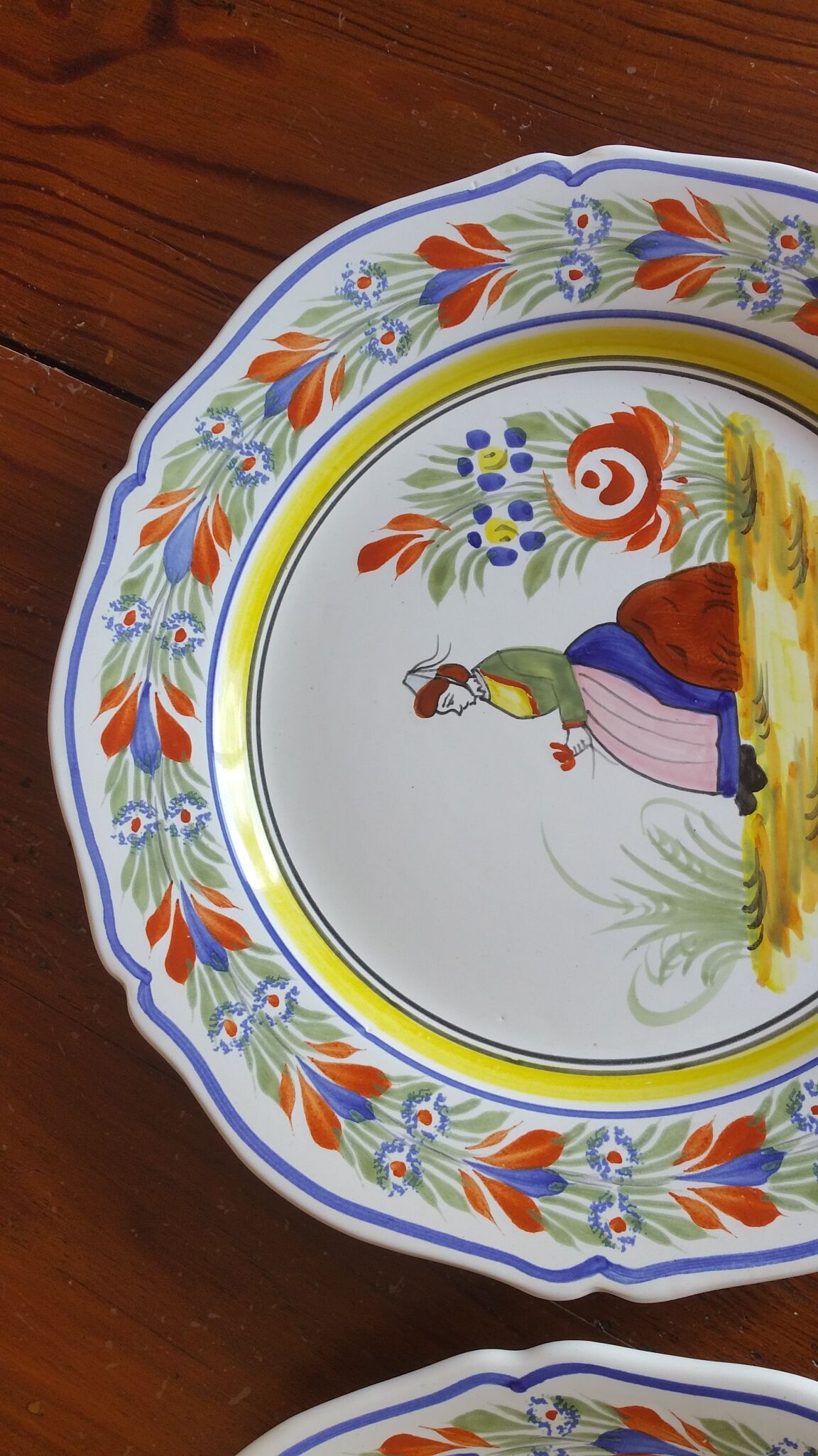 2 Breton Henriot plates from the Quimper earthenware factory