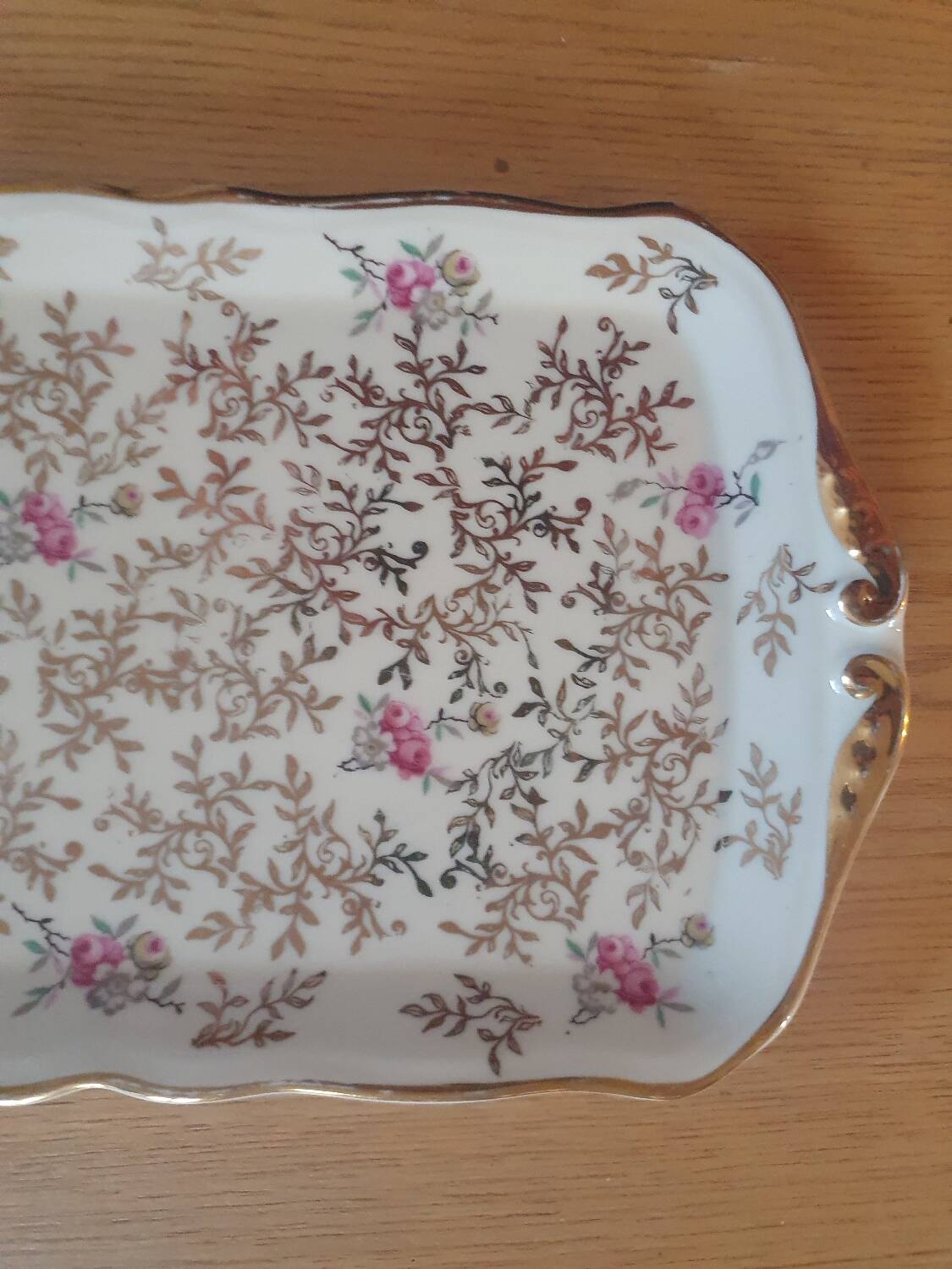 Rectangular dish in vintage Limoges enameled porcelain