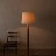 Vintage Scandinavian pine floor lamp with fabric shade
