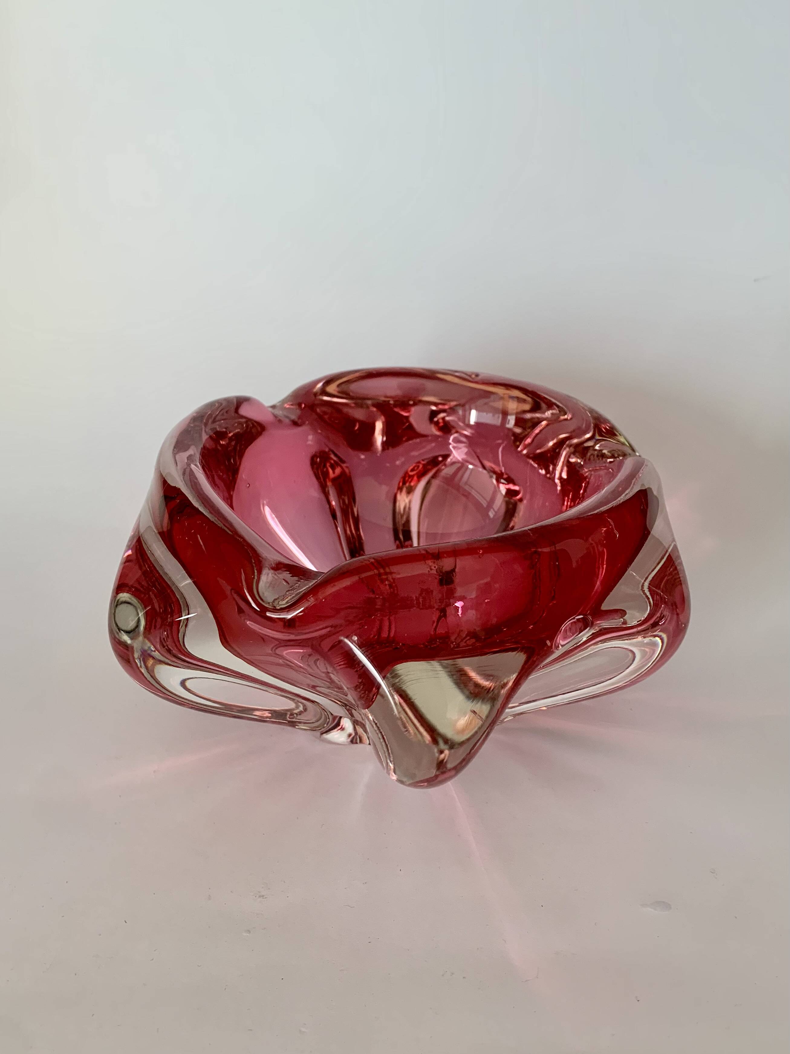 Pink Bowl by Jozef Hospodka for Chribska Sklarna, 1960s