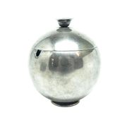 Mid-century modern sugar bowl, silver-plated brass, HEFRA, Poland, 1960s