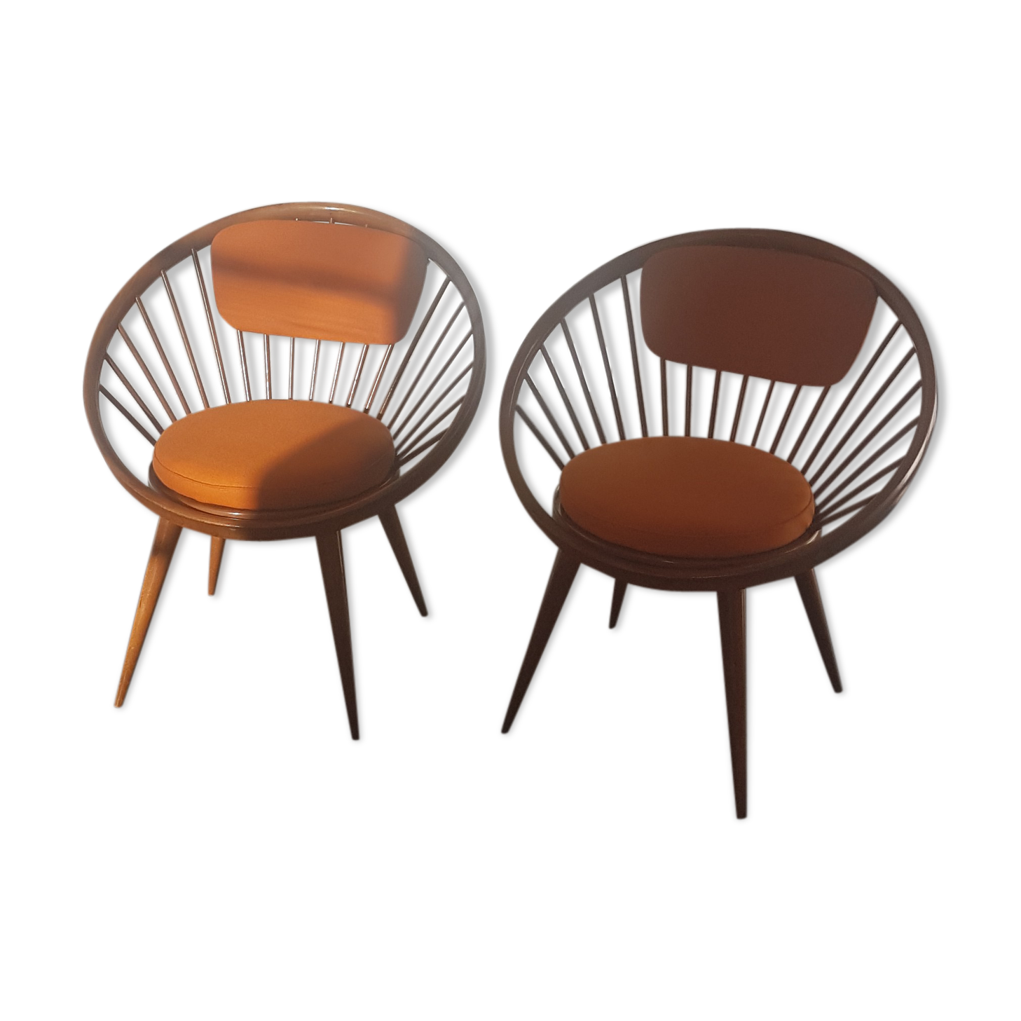 A pair of vintage circle chairs by Yngve Ekstrom