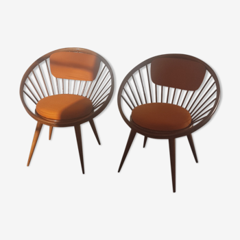 Une paire de fauteuils de cercle vintage par Yngve Ekstrom