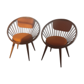Une paire de fauteuils de cercle vintage par Yngve Ekstrom
