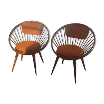 A pair of vintage circle chairs by Yngve Ekstrom