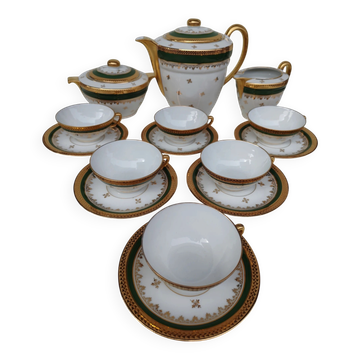 Service à café en porcelaine de Limoges, années 50. Pour 6 personnes.