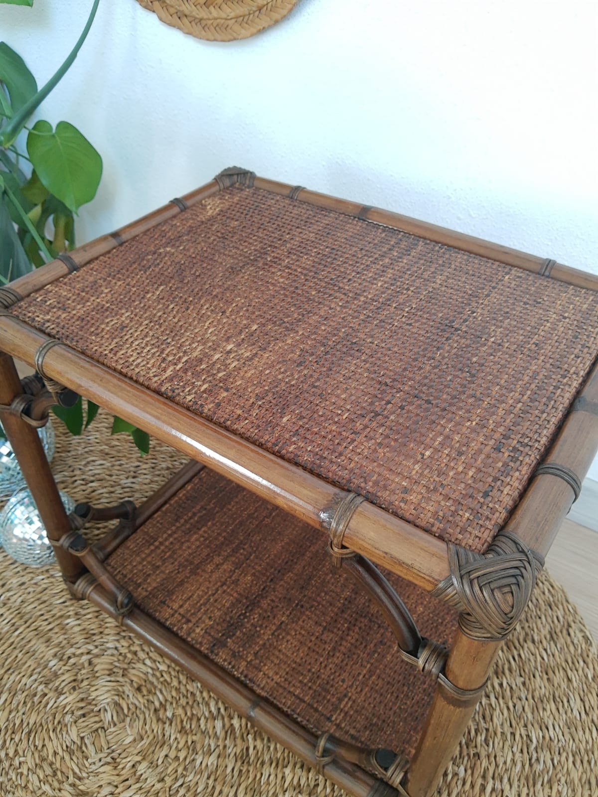 Vintage rattan side table