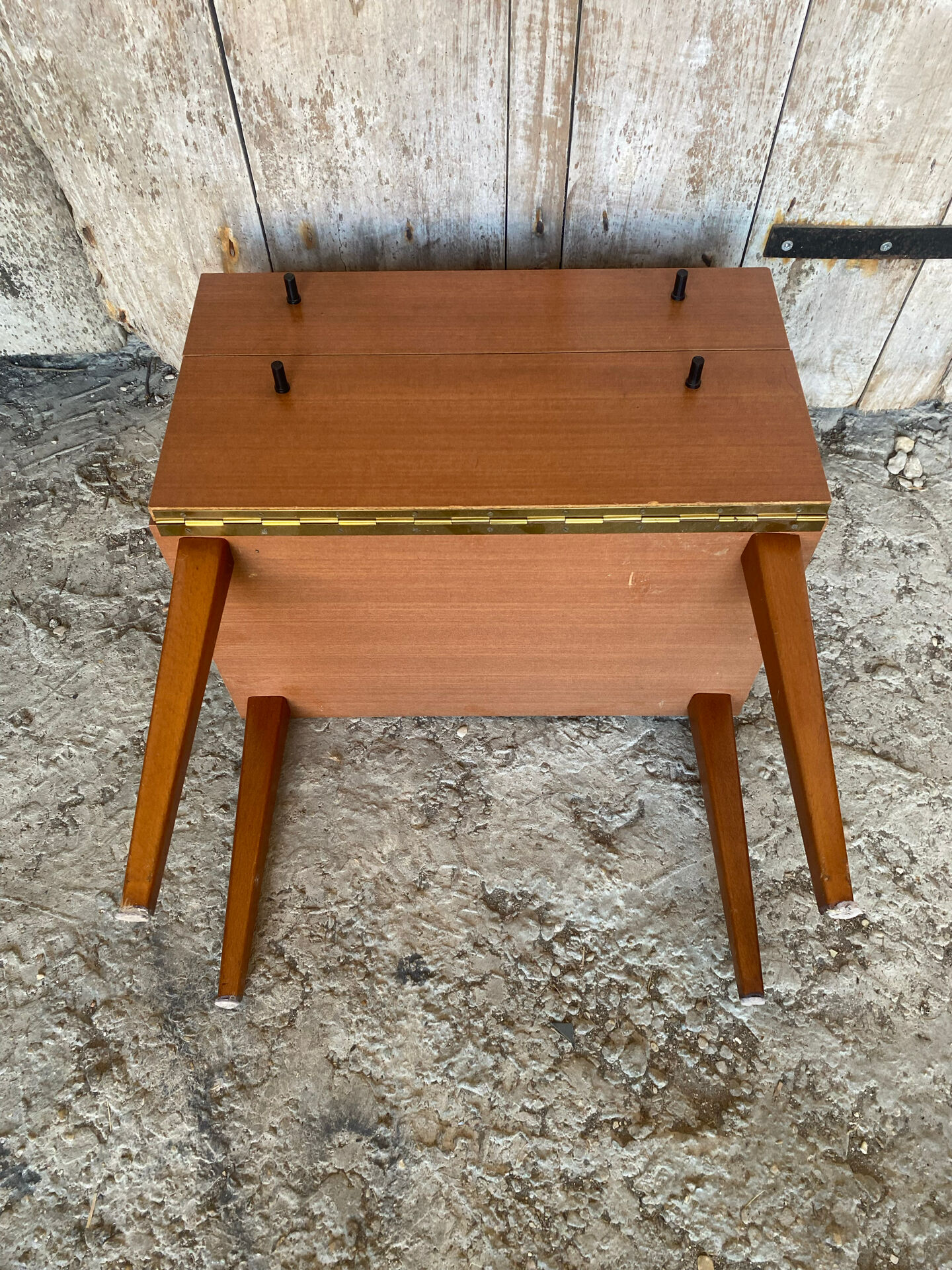 Antique Nightstand Scandinavian Wood Drawer + Vintage Case #E287