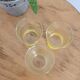 Trio de petits verres granité jaune et liserés dorés