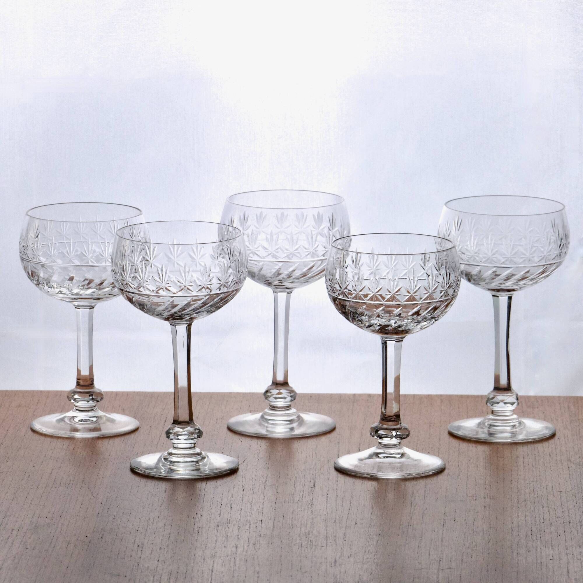 Verres à vin anciens Villeroy & Boch 'Treveris' en cristal soufflé bouche