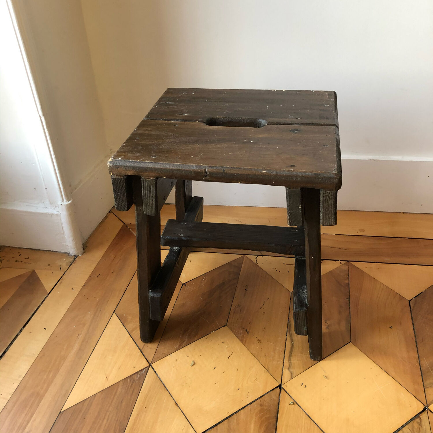 Rustic wood stool