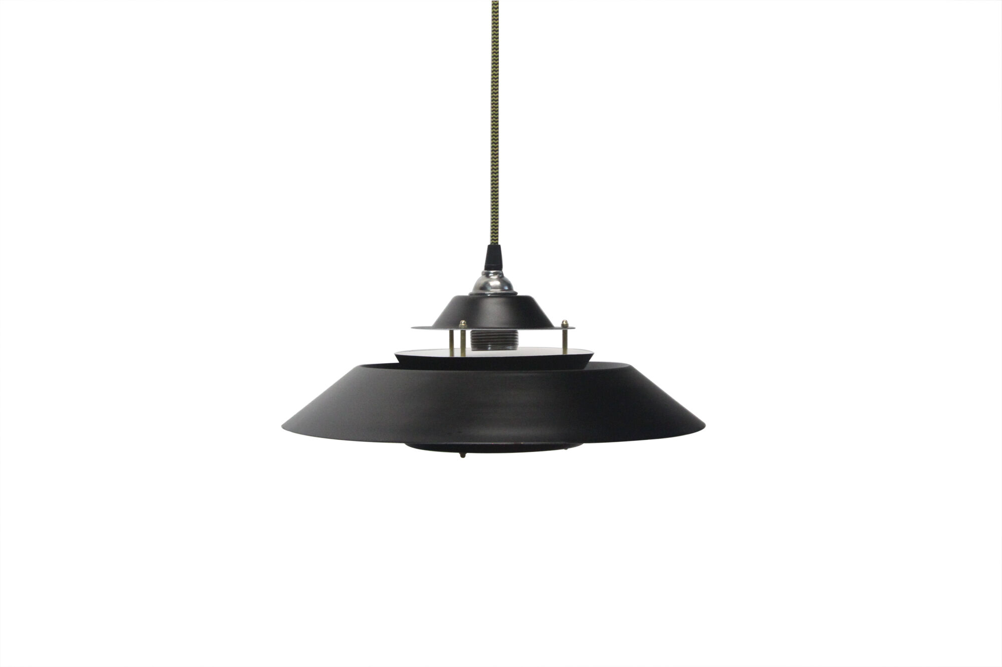 Black metal hanging lamp, 70's