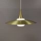 Hanging lamp, from the 1970s in matte white glass and brass colored metal.