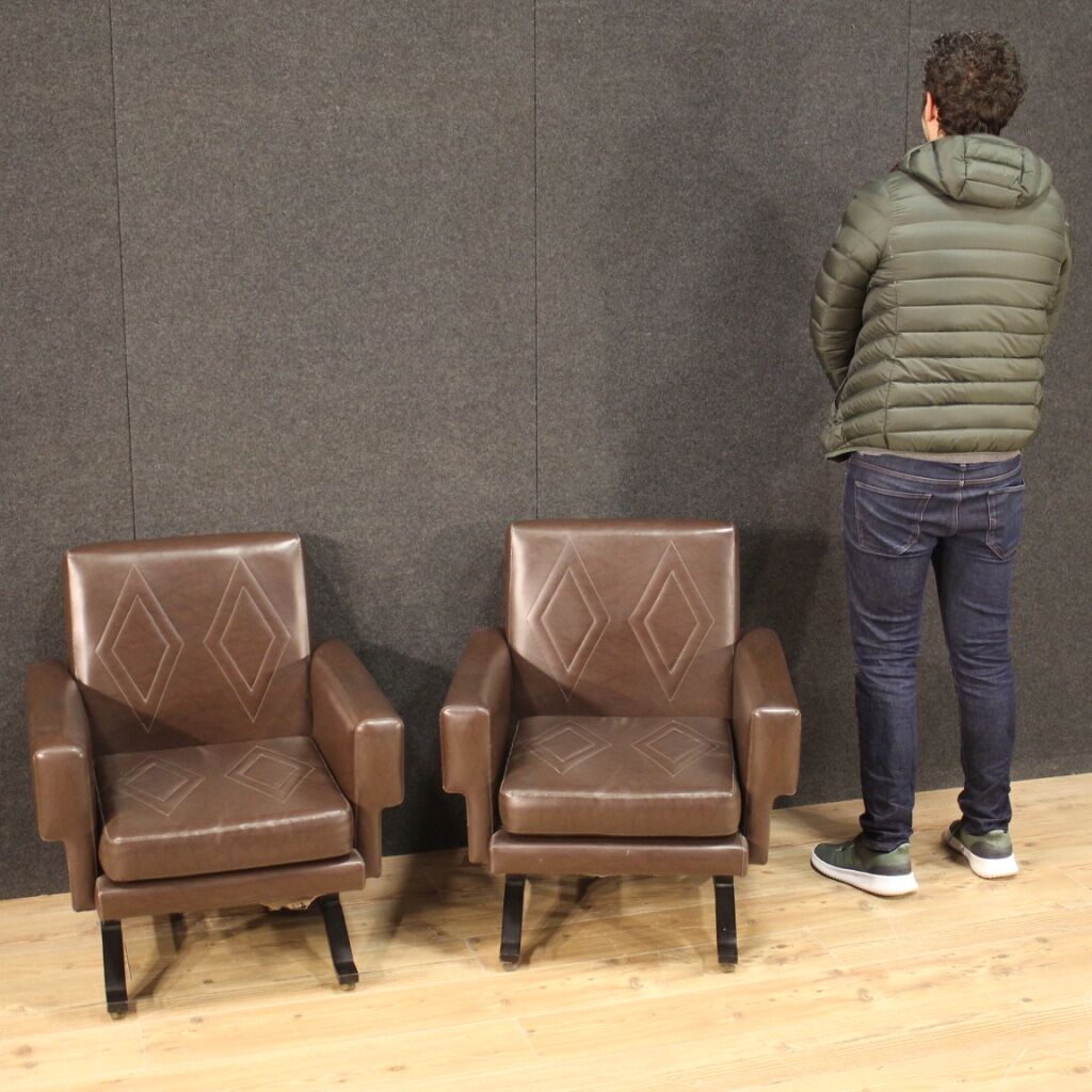 Pair of Italian design armchairs in skai