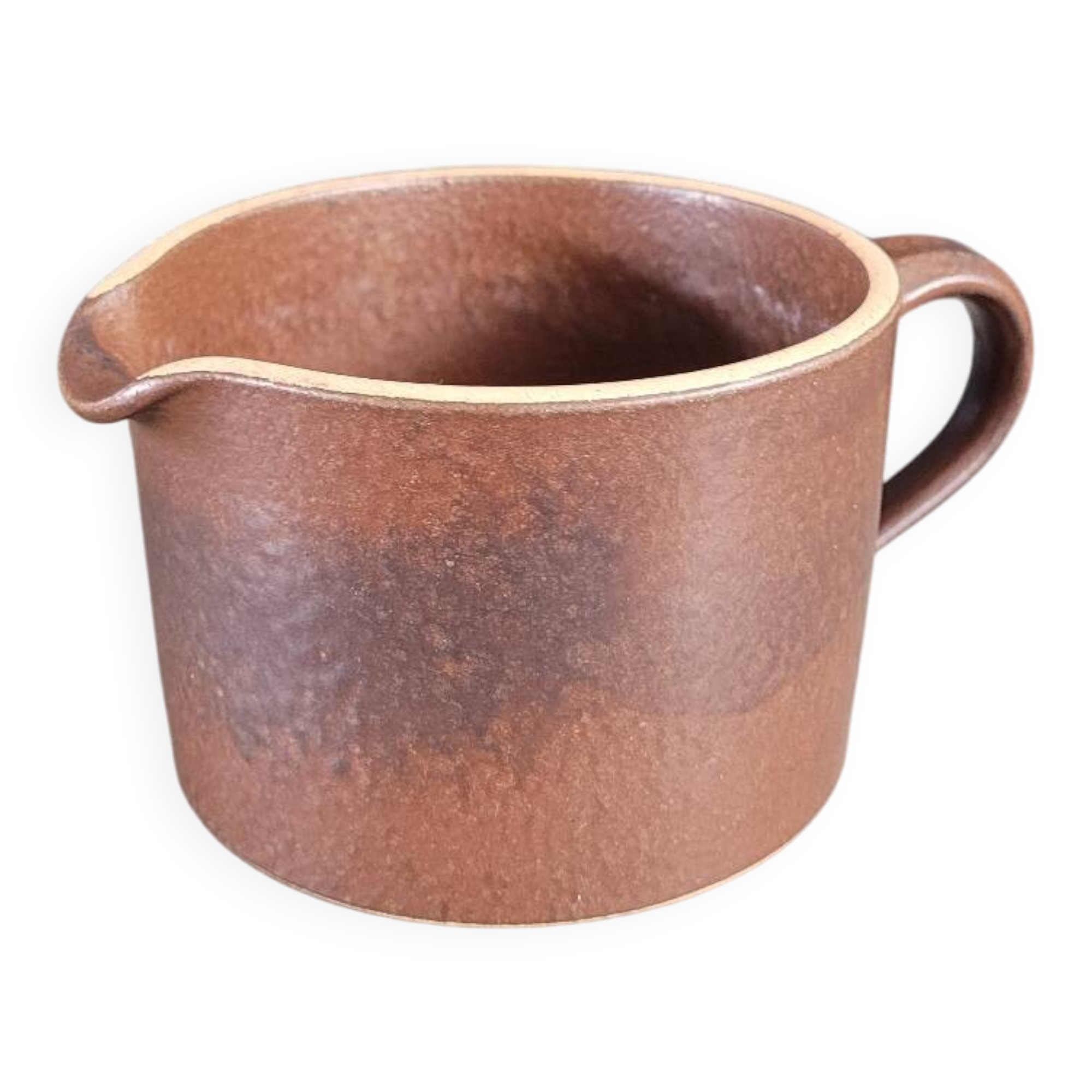 Pitcher - cream pot - in brown glazed earthenware