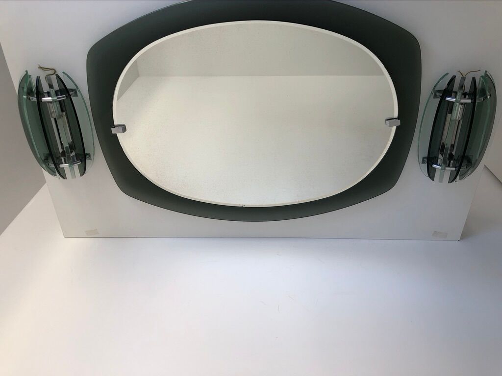 Veca mirror and 2 matching Veca wall lights made in Italy.