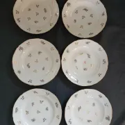 6 antique deep plates in porcelain
