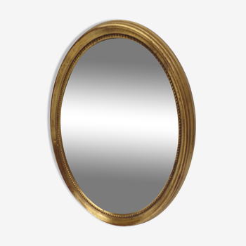 Oval wooden mirror gilded tower, medallion type