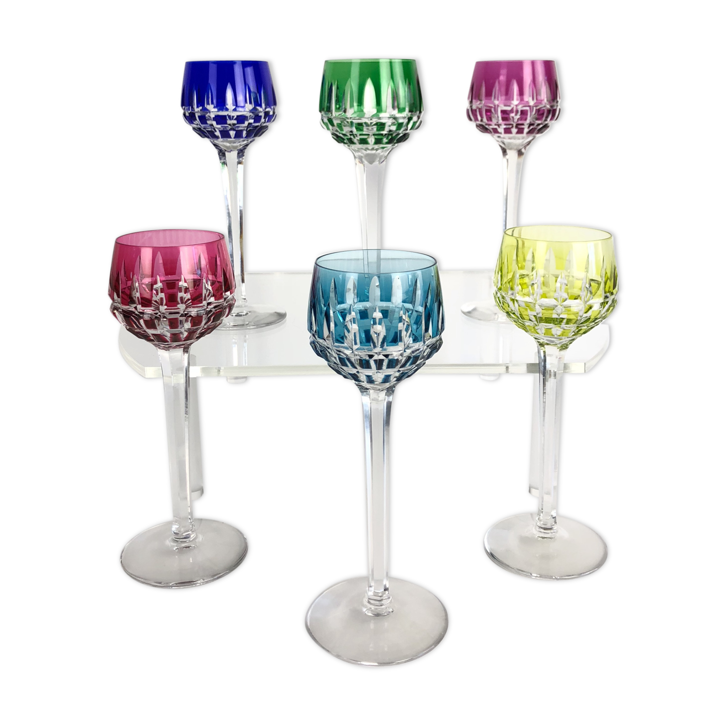 Set of 6 Rhone wine glasses in crystal in Saint Louis