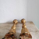 Pair of gold candlesticks with leaf