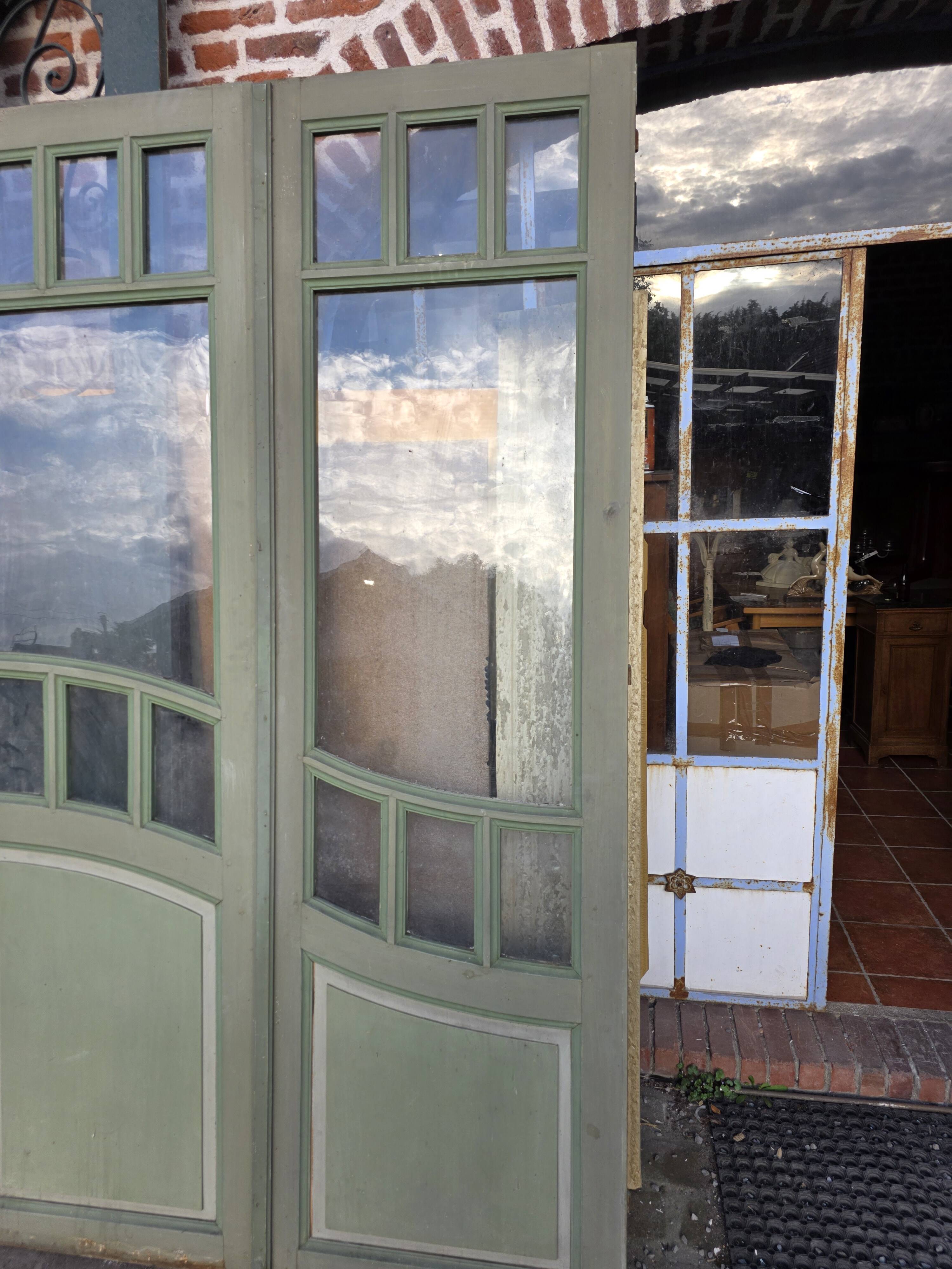 4 Art Nouveau partition doors + transom