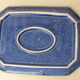 Octagonal top signed Denbac ceramic blue green