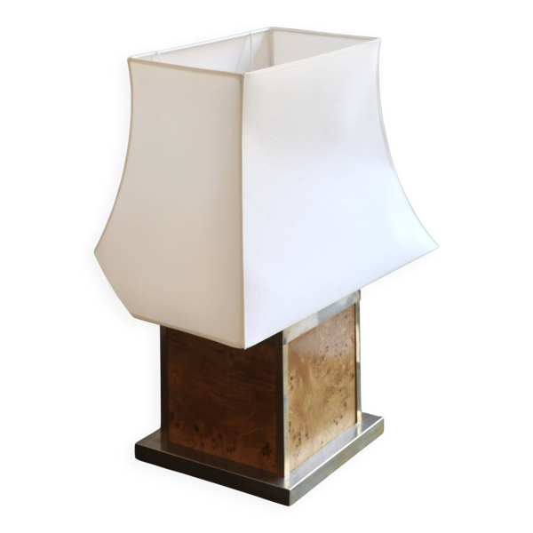 Paire de lampes en loupe d'orme, années 70