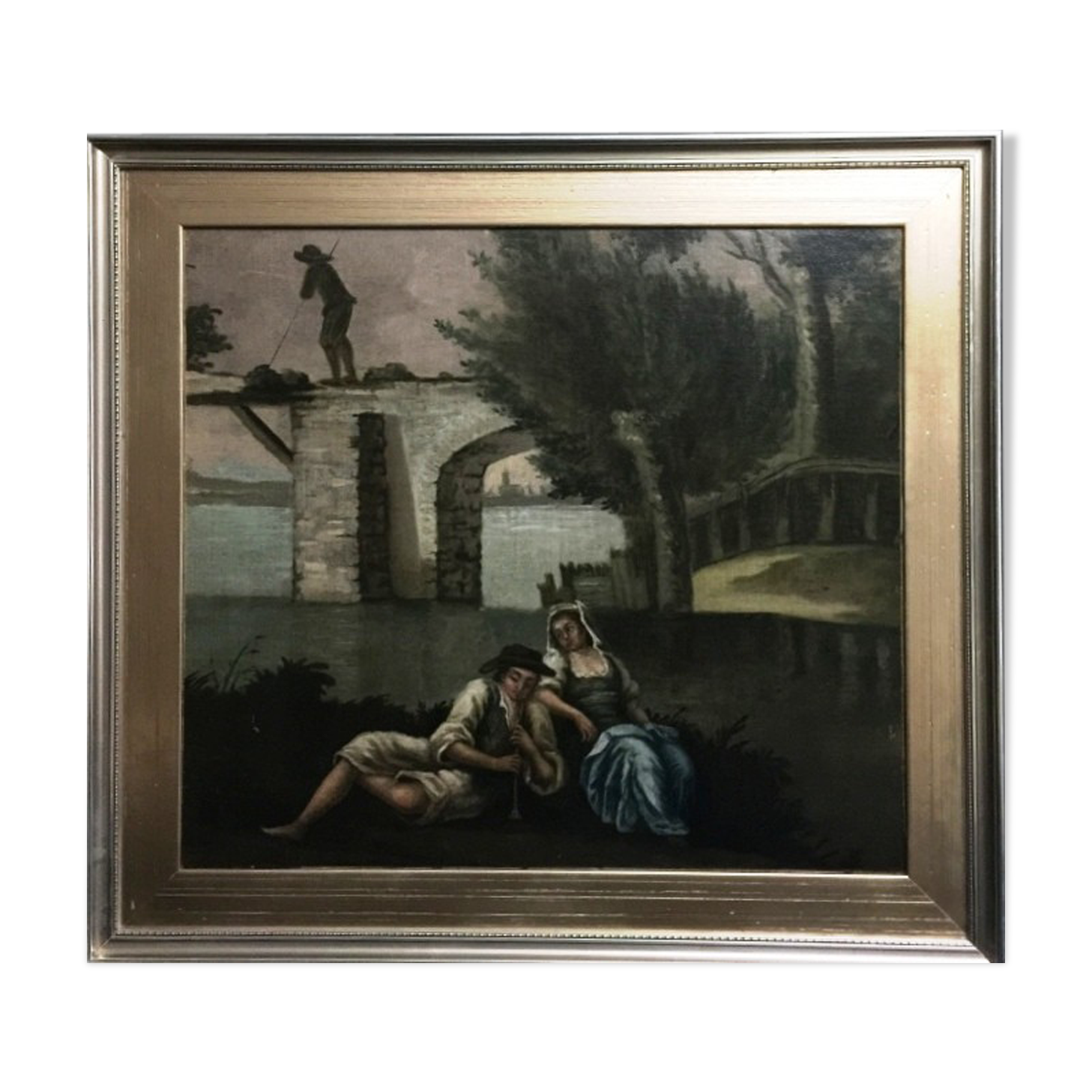 Ancient painting "The Romantic Rendezvous" by an unknown artist.