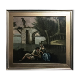Ancient painting "The Romantic Rendezvous" by an unknown artist.